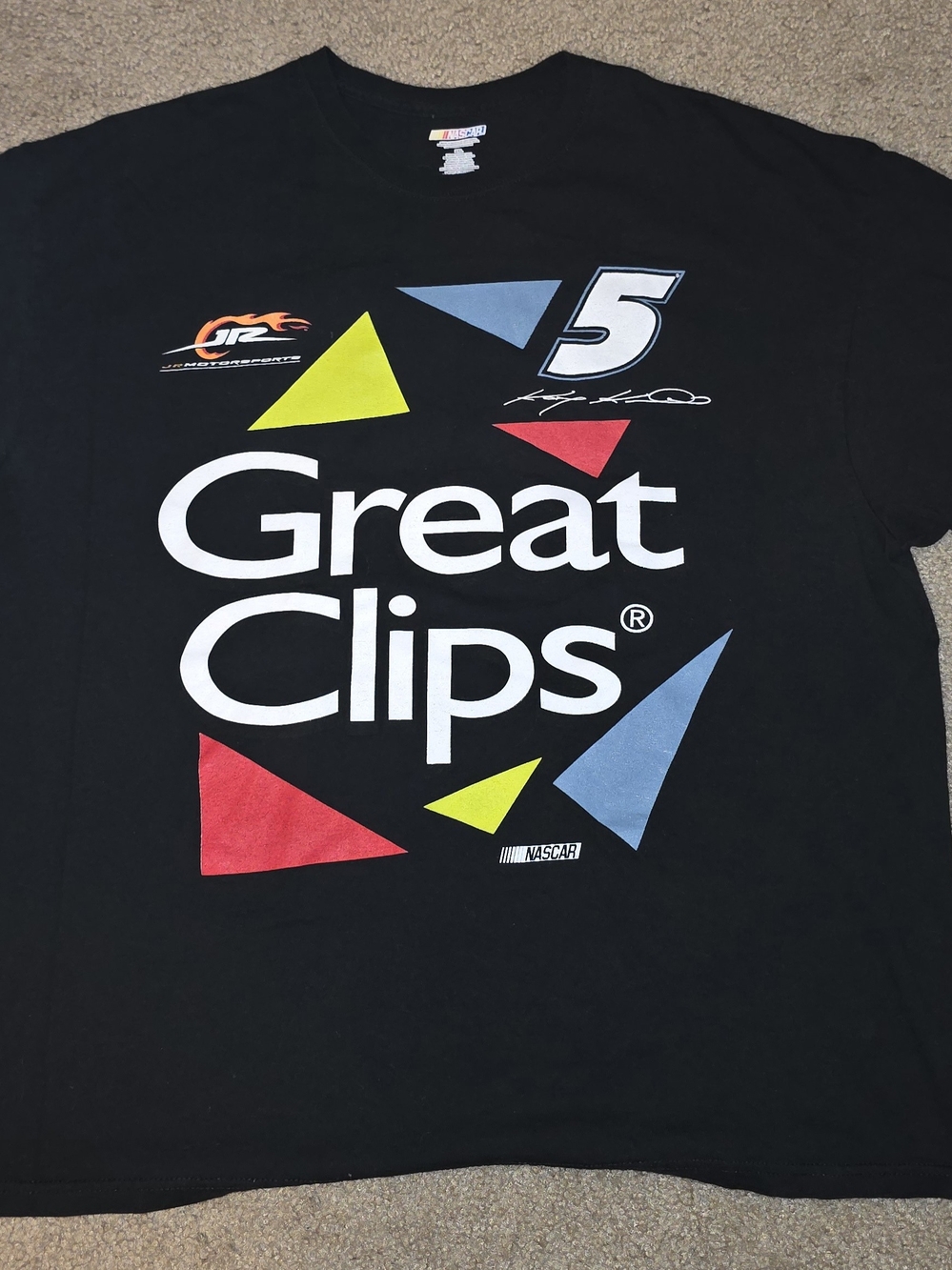 Kasey Kahne #5 Great Clips NASCAR Shirt 2XL Black JR Motorsports Racing Tee